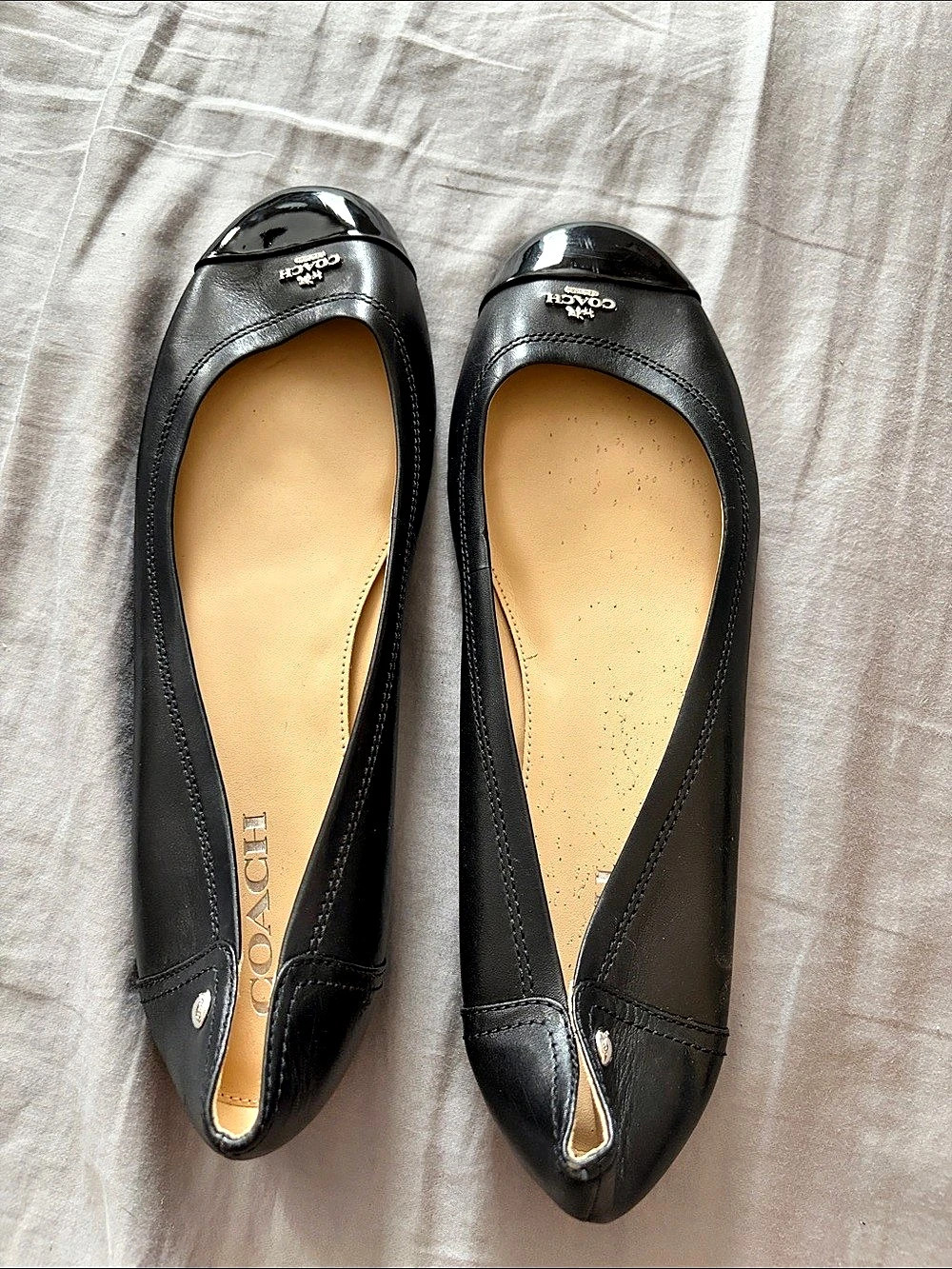 Coach Caroline Cap Toe Ballet Flat Black Patent Flats Women’s Size 11